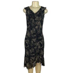 Ann Taylor LOFT Black & Gold Sleeveless Midi Dress Size 0